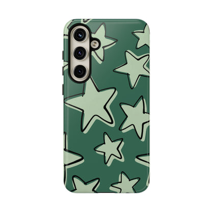 Forest Green Doodle Star Phone Case