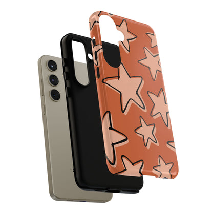 Burnt Orange Doodle Star Phone Case