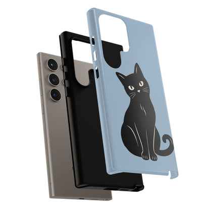 Minimalist Powder Blue & Black Cat Phone Case