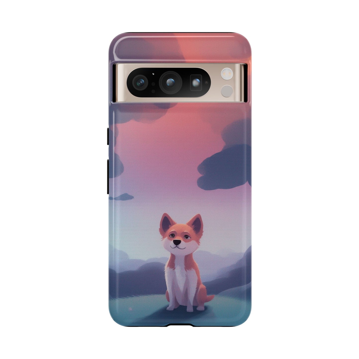 Google Pixel 8 Pro / Glossy Phone Case - Cute Dog & Cloud Design Phone Case