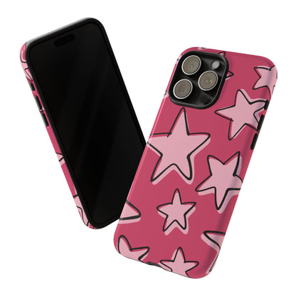 Raspberry Pink Doodle Star Phone Case