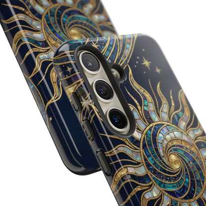 Elegant Navy & Gold Solar Spiral Phone Case