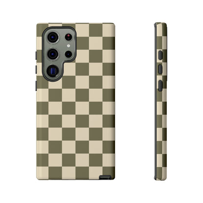 Samsung Galaxy S23 Ultra / Glossy Phone Case - ’Green Checkered Pattern’ Phone Case