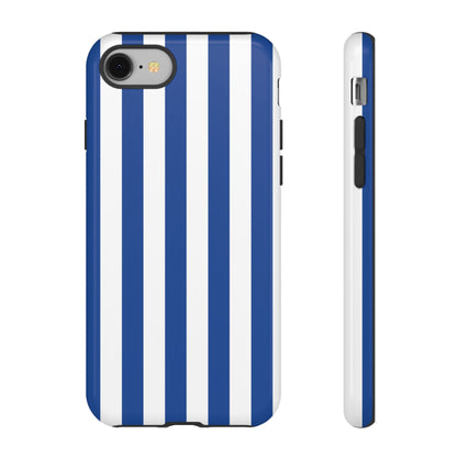 iPhone 8 / Glossy Phone Case - Simple Blue & White Stripe Pattern Phone Case