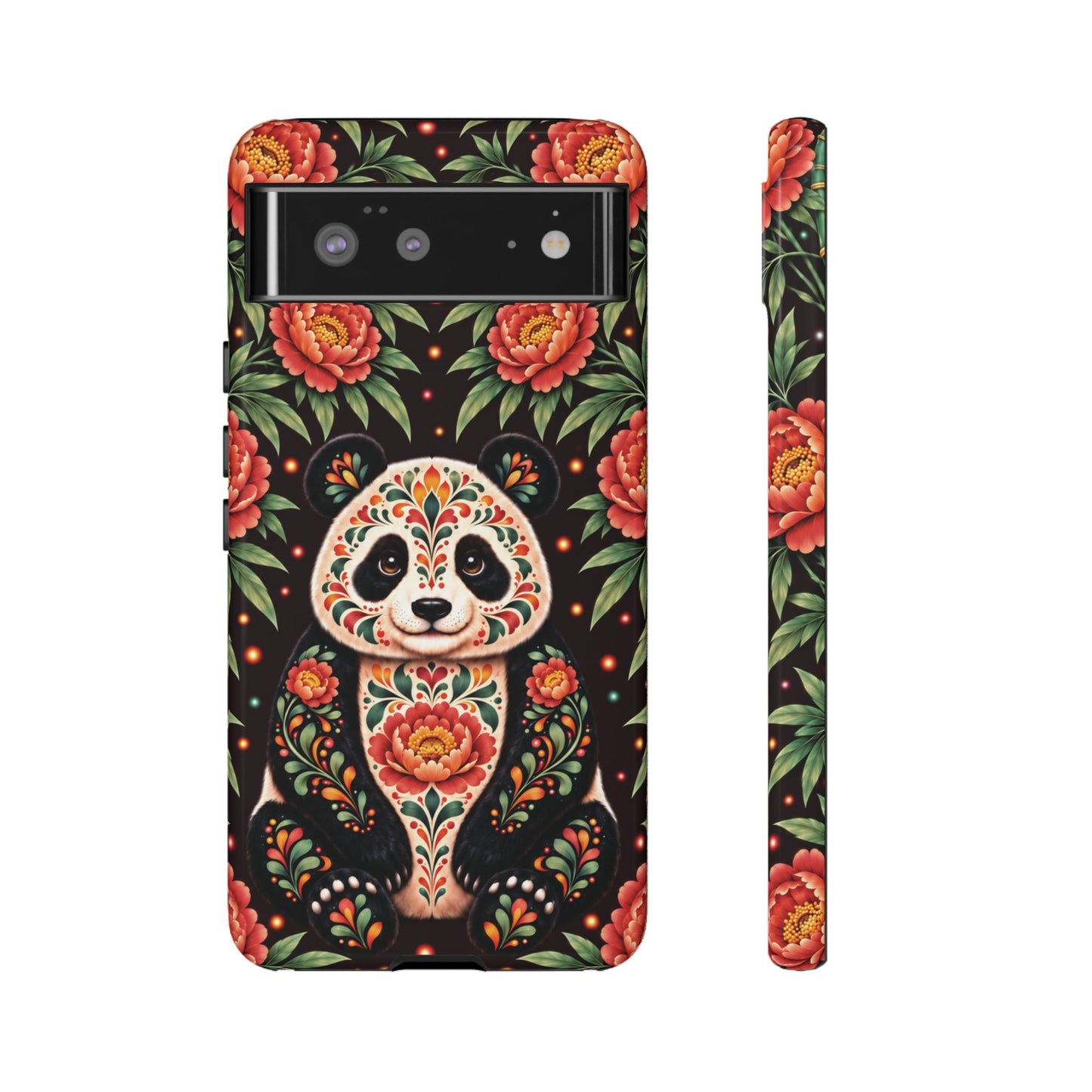 Cute Terracotta and Teal Calavera Panda Phone Case - Multicolor Phone Case - Google Pixel 6 / Glossy