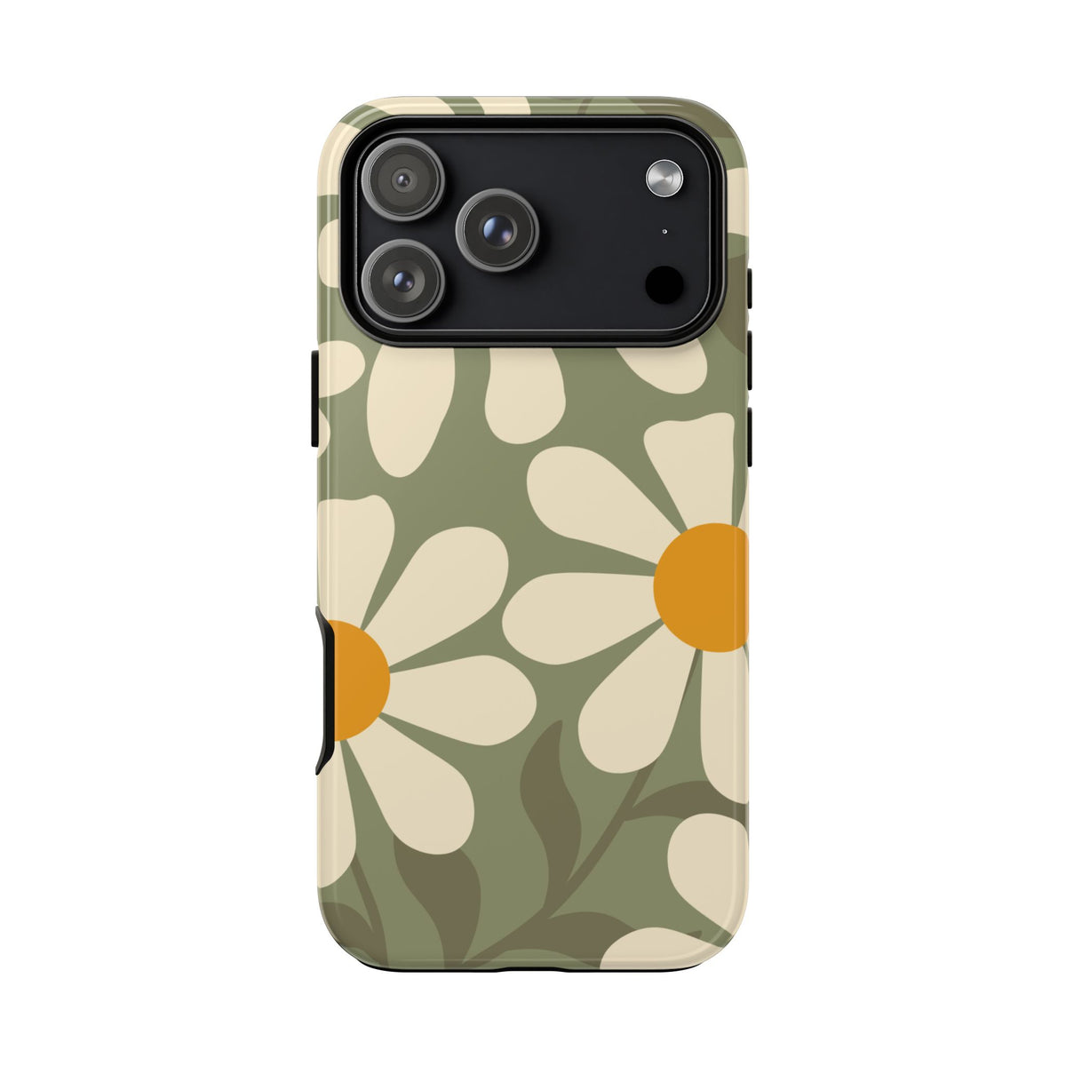 Retro Green Daisy Pattern #2 Phone Case - Green Phone Case - iPhone 17 Pro Max / Glossy