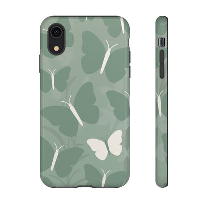 Minimalist Mint Green Butterfly Pattern Phone Case - Green Phone Case - iPhone XR / Glossy