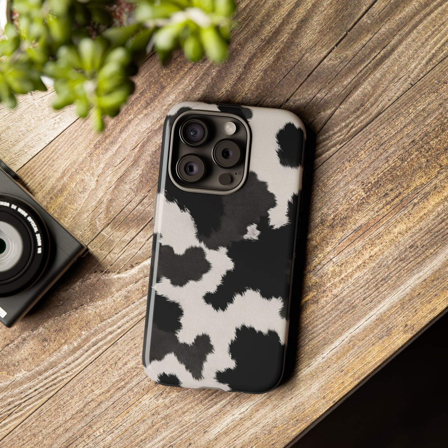 Modern Monochrome Cow Print Phone Case