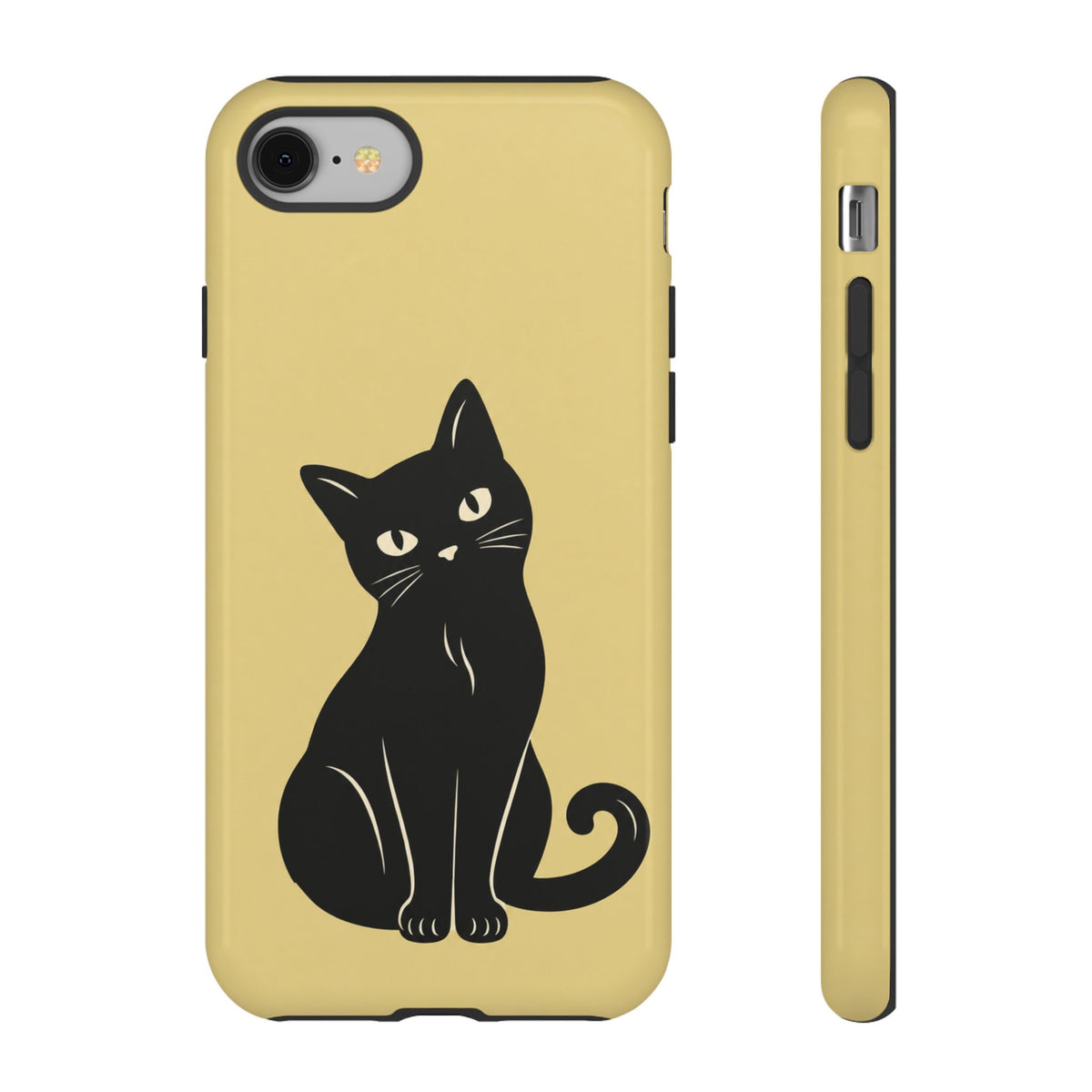 Minimalist Butter Yellow & Black Cat Phone Case