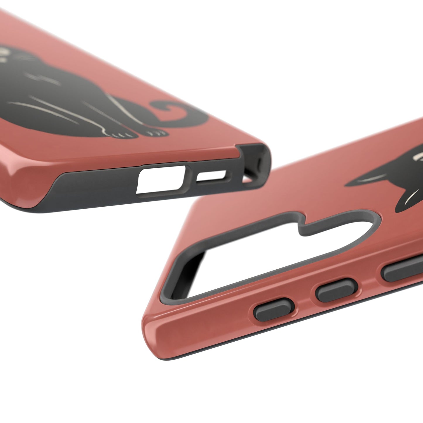 Minimalist Coral Red & Black Cat Phone Case