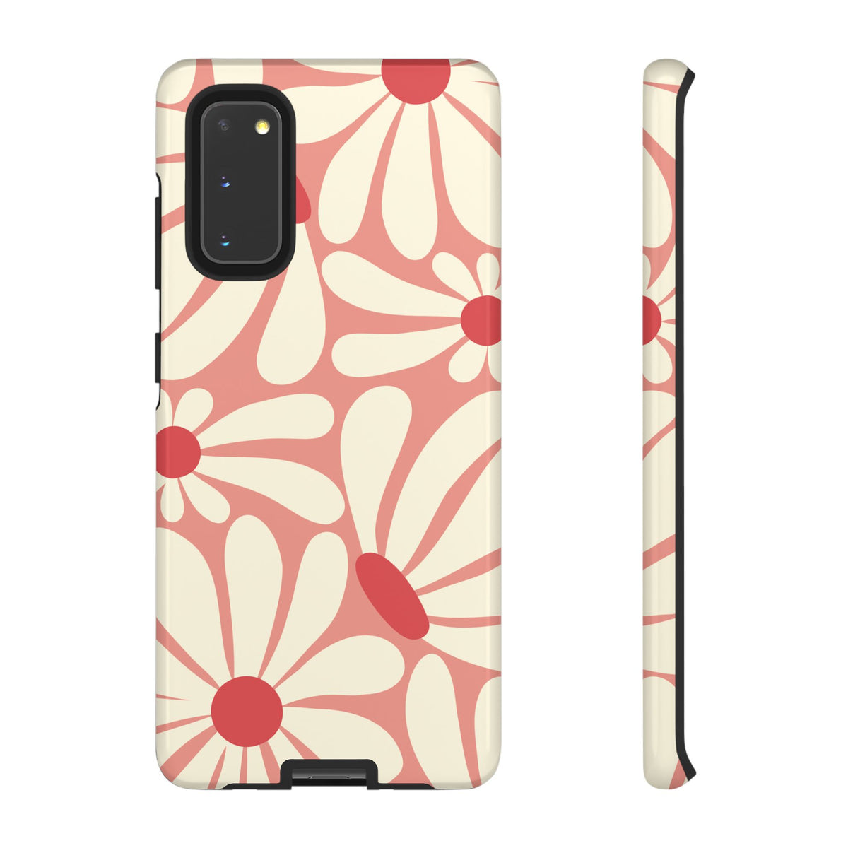 Cute Retro Pink Daisy Pattern Phone Case - Pink Phone Case - Samsung Galaxy S20 / Glossy