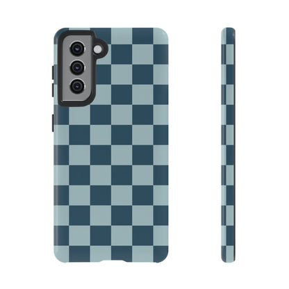 Blue Checked Pattern Phone Case - Blue Phone Case - Samsung Galaxy S21 / Glossy