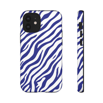 Stylish Electric Blue Zebra Print Phone Case