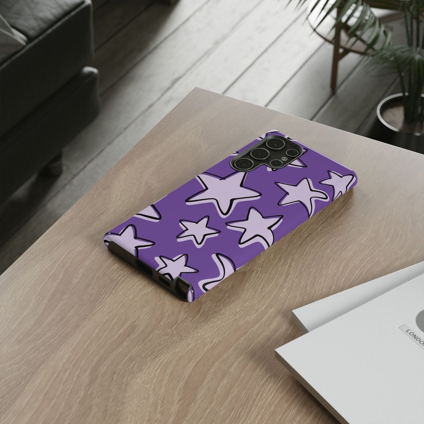 Violet Purple Doodle Star Phone Case