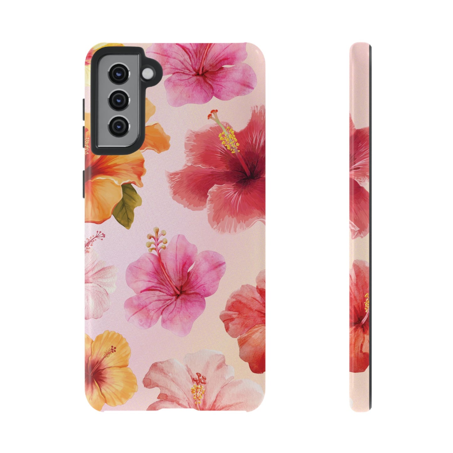 Samsung Galaxy S21 Plus / Glossy Phone Case - ’Pink Hibiscus Pattern #2’ Phone Case