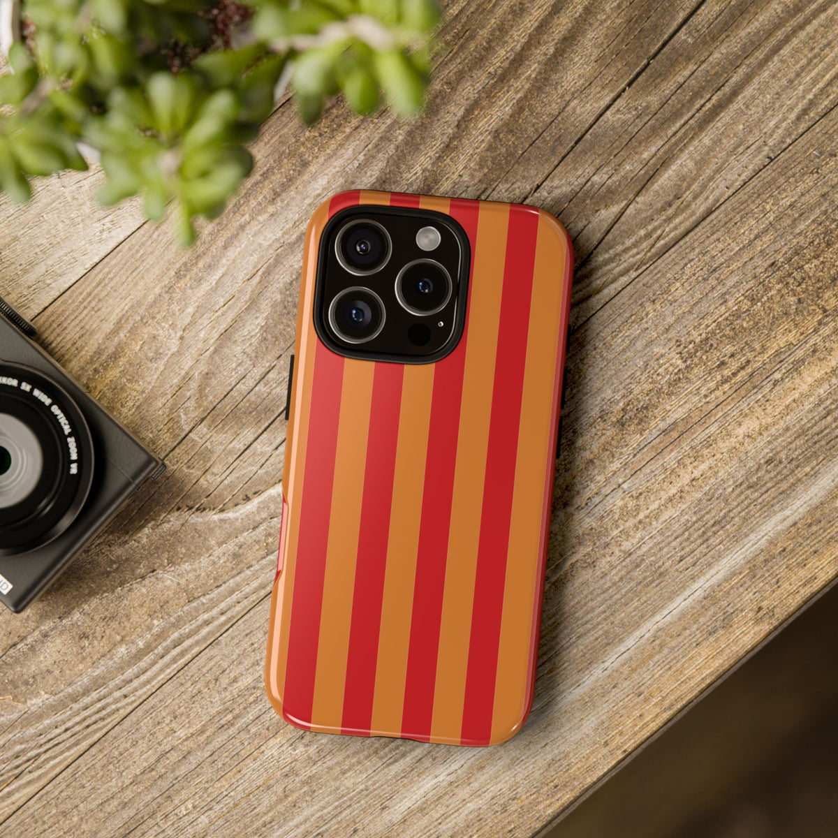 Orange & Red Stripe Pattern Phone Case - Orange Phone Case