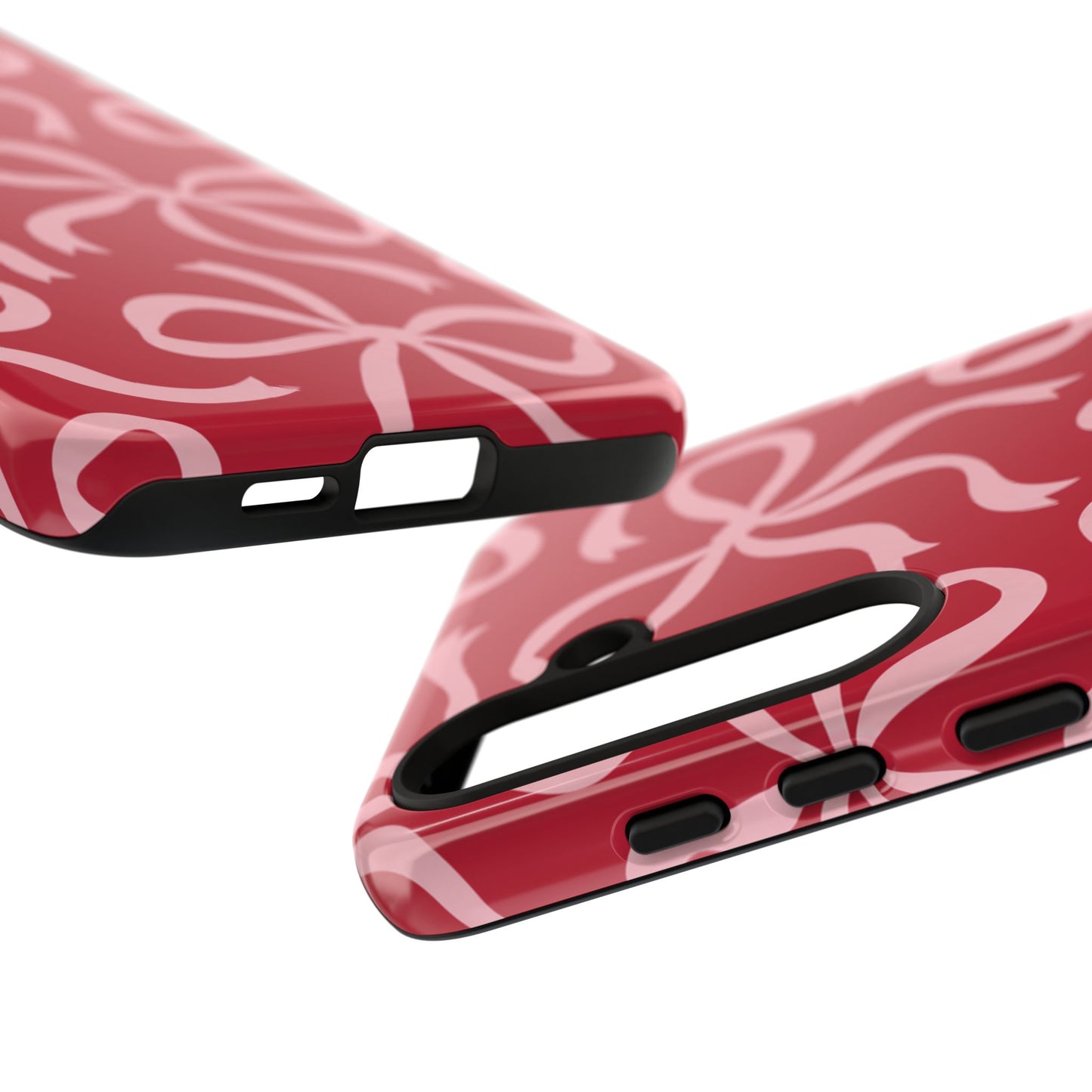 Bold Raspberry Red and Blush Pink Bow Pattern Phone Case
