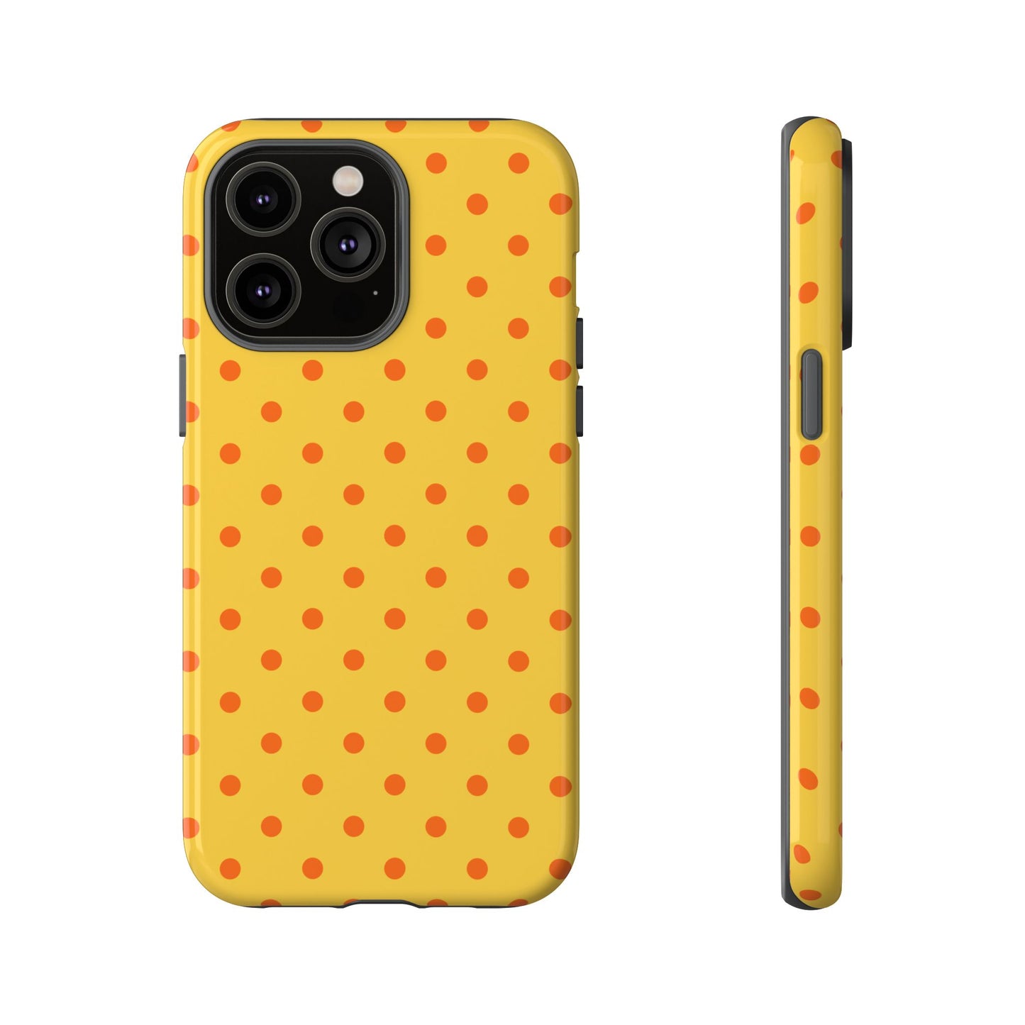 iPhone 14 Pro Max / Glossy Phone Case - Trendy Yellow & Orange Dot Pattern Phone Case