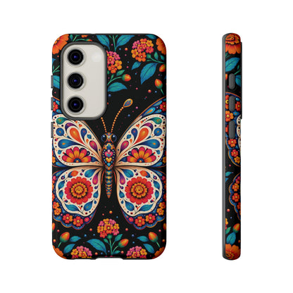 Vibrant Orange and Turquoise Calavera Butterfly Phone Case - Multicolor Phone Case - Samsung Galaxy S23 / Glossy