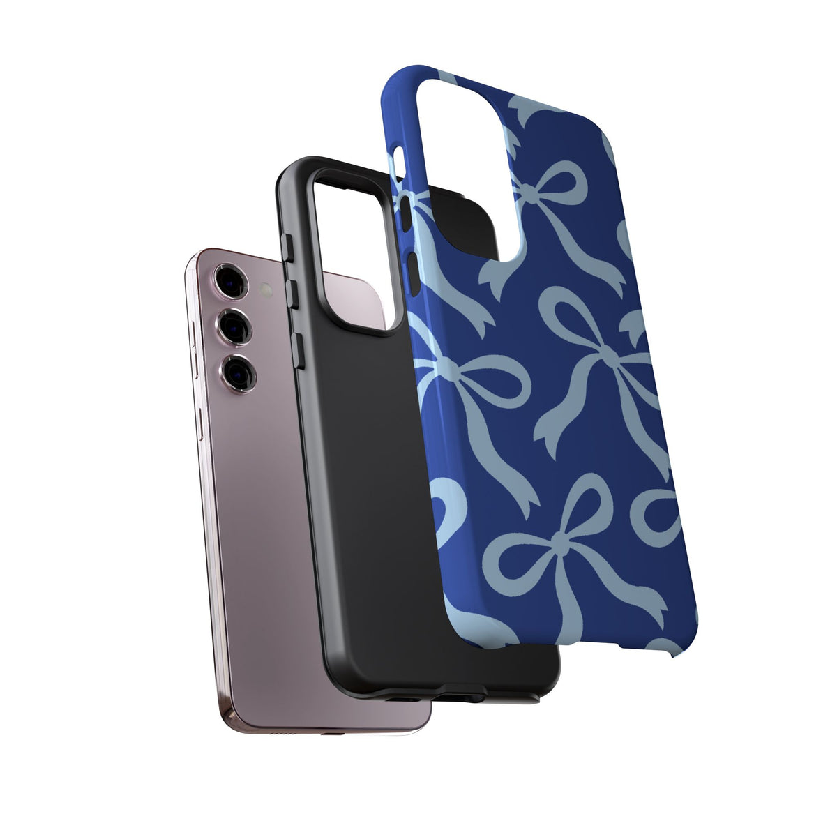 Bold Cobalt Blue and Powder Blue Bow Pattern Phone Case - Blue Phone Case