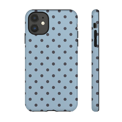 Light Blue with Dark Blue Dot Pattern Phone Case