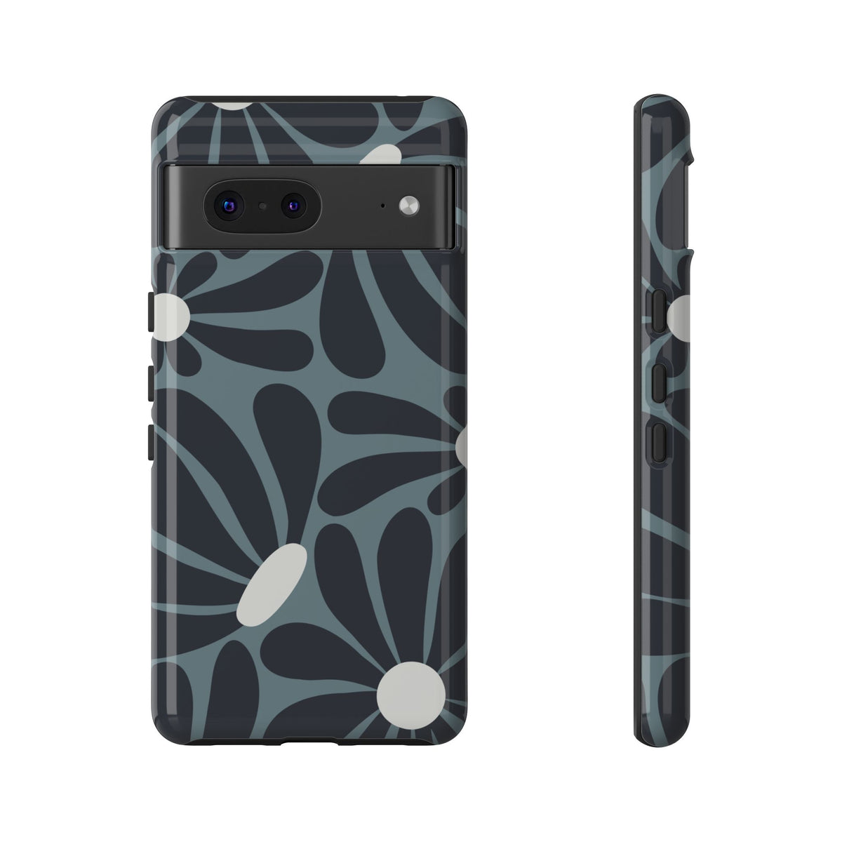 Retro Navy Blue & White Daisy Pattern Phone Case - Blue Phone Case - Google Pixel 7 / Glossy