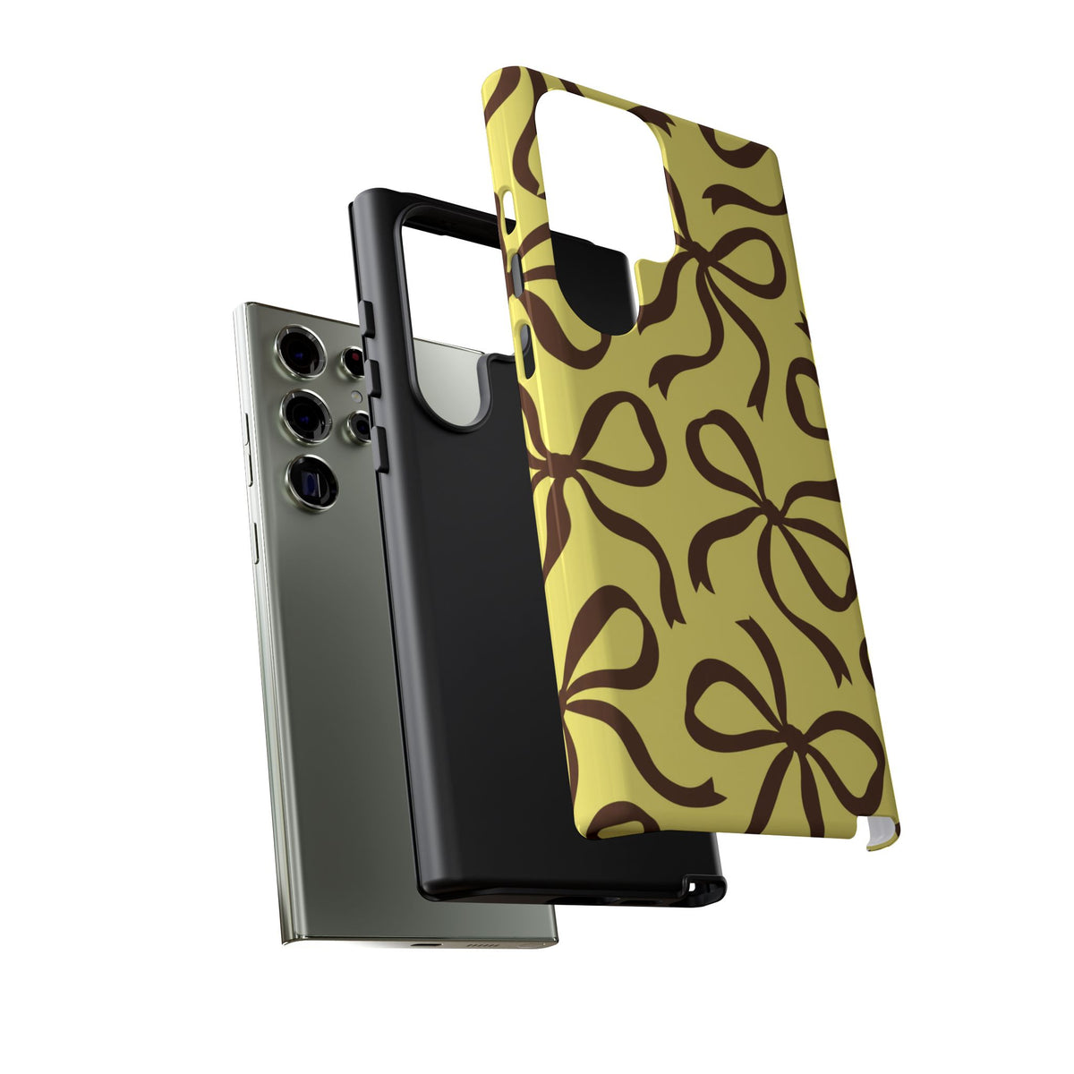 Bold Butter Yellow and Chocolate Brown Bow Pattern Phone Case