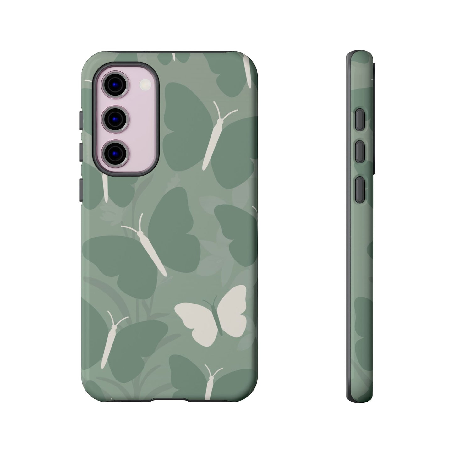 Samsung Galaxy S23 Plus / Glossy Phone Case - Minimalist Mint Green Butterfly Pattern Phone Case