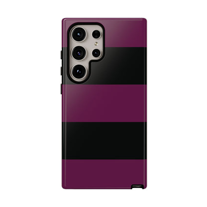 Samsung Galaxy S24 Ultra / Glossy Phone Case - Purple & Black Horizontal Stripe Pattern Phone Case