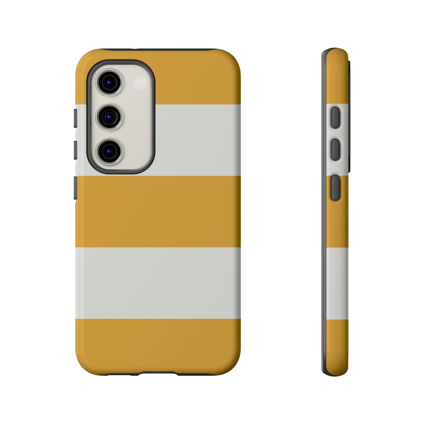 Samsung Galaxy S23 / Glossy Phone Case - Yellow & White Horizontal Stripe Pattern Phone Case