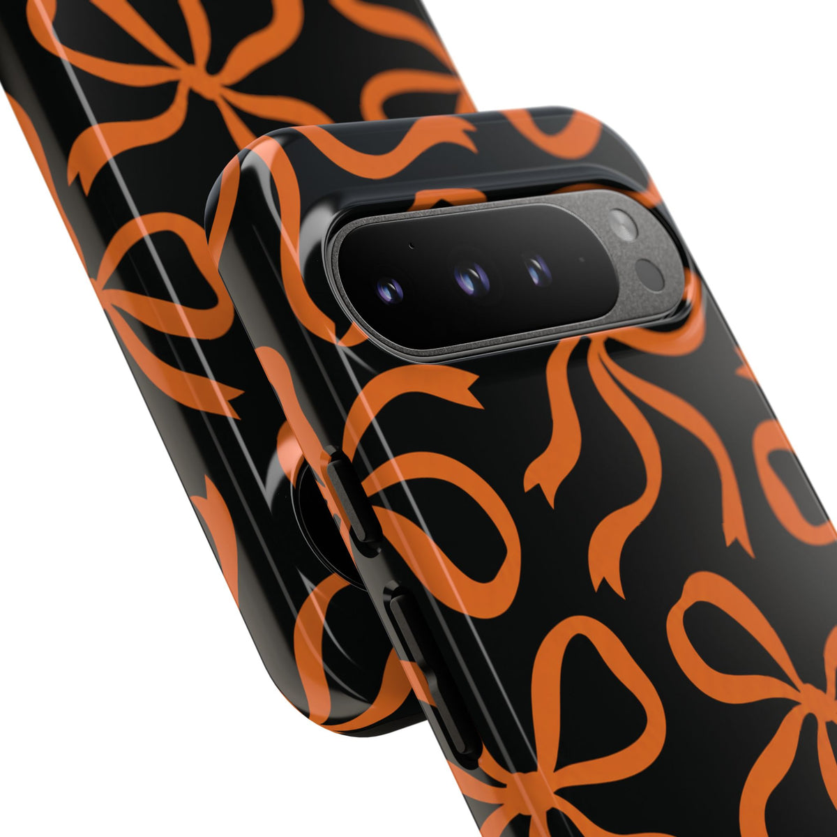 Bold Black and Burnt Orange Bow Pattern Phone Case