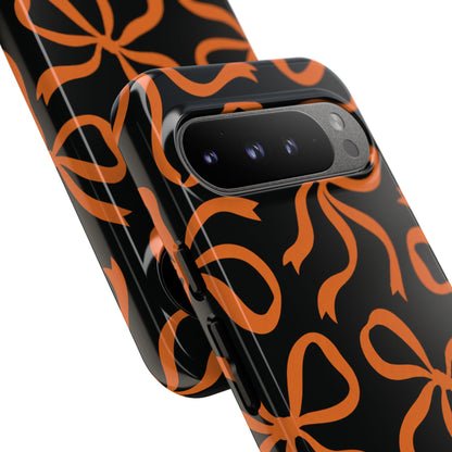Bold Black and Burnt Orange Bow Pattern Phone Case