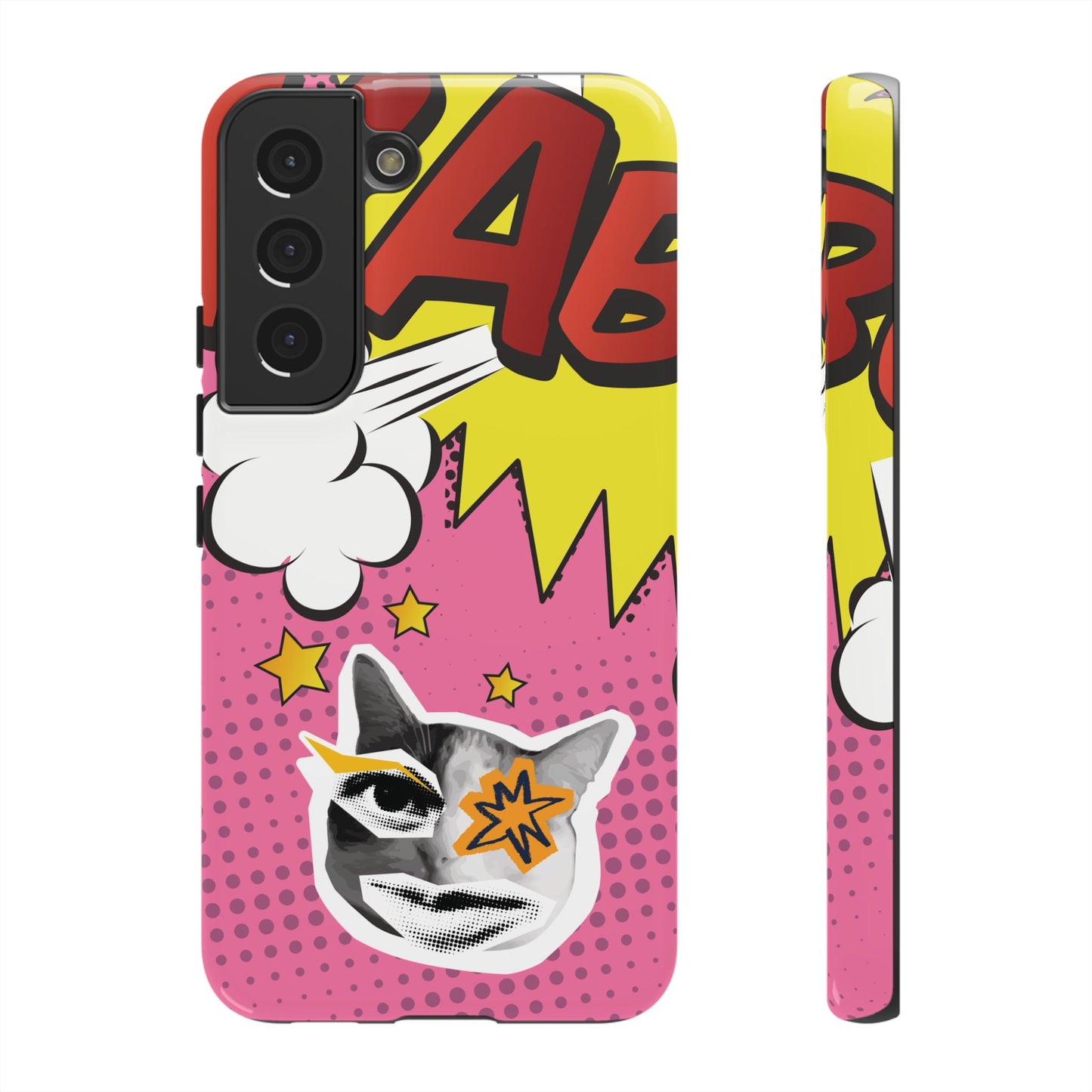 Bold Pink Pop Art Cat Phone Case - Pink Phone Case - Samsung Galaxy S22 / Glossy