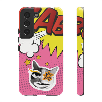 Bold Pink Pop Art Cat Phone Case - Pink Phone Case - Samsung Galaxy S22 / Glossy
