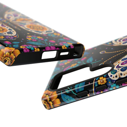 Vibrant Purple and Teal Calavera Butterfly Phone Case - Multicolor Phone Case