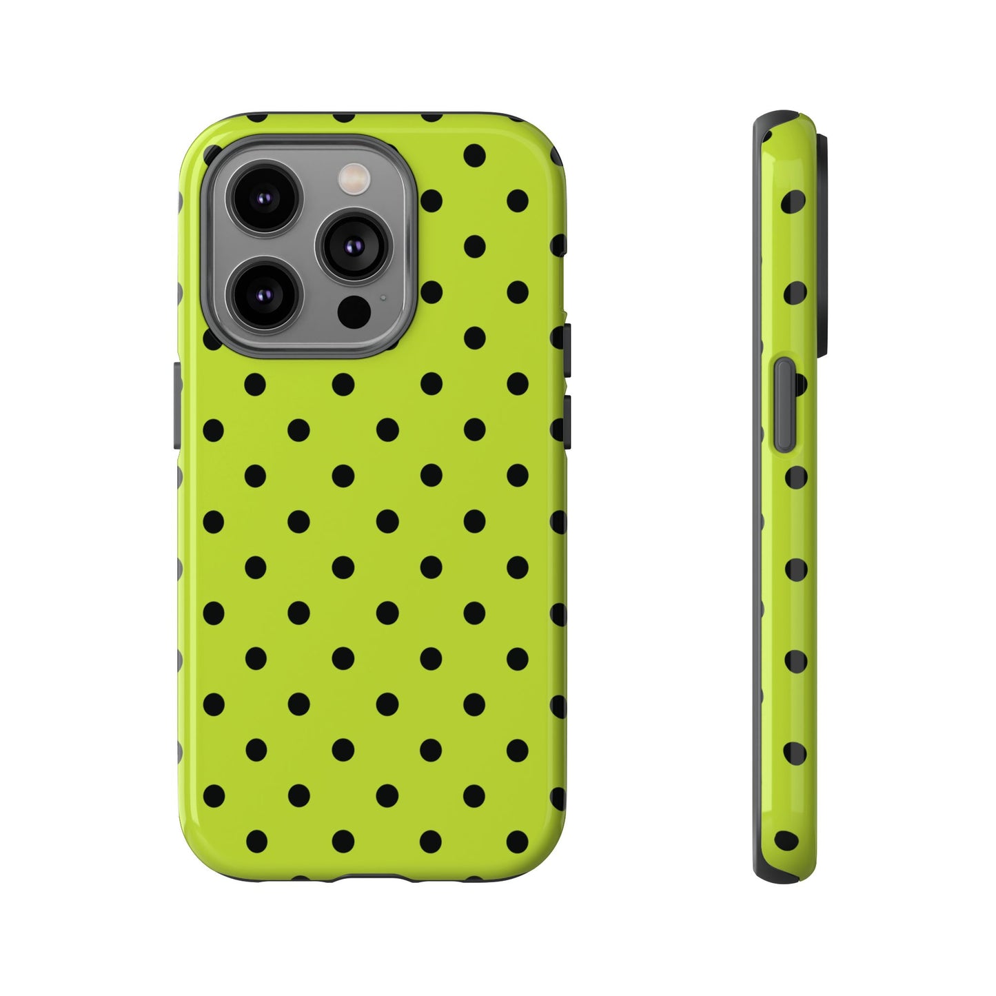 Trendy Neon Lime Green & Black Dot Pattern Phone Case