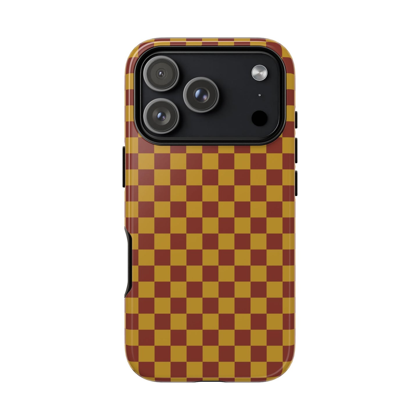 Phone Case - Trendy Mustard & Burgandy Small Checked Pattern Phone Case