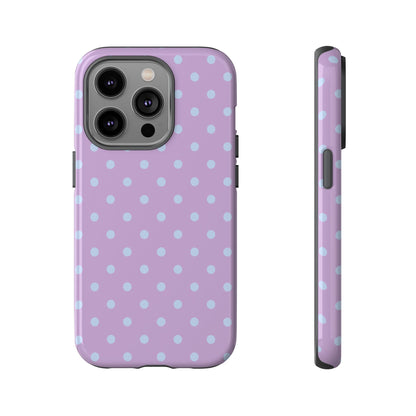 iPhone 14 Pro / Glossy Phone Case - Trendy Lilac & Ice Blue Dot Pattern Phone Case