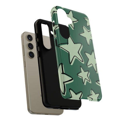 Forest Green Doodle Star Phone Case