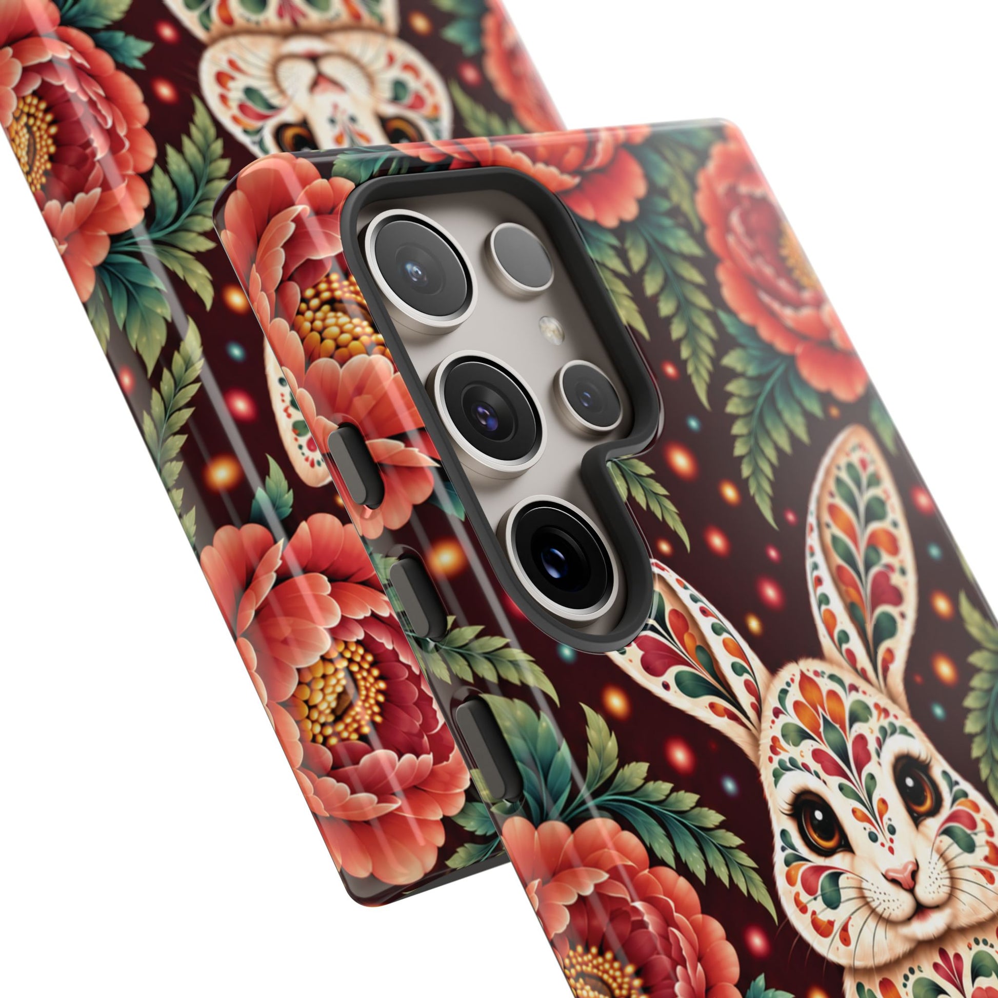 Cute Terracotta and Teal Calavera Bunny Phone Case - Phone Case