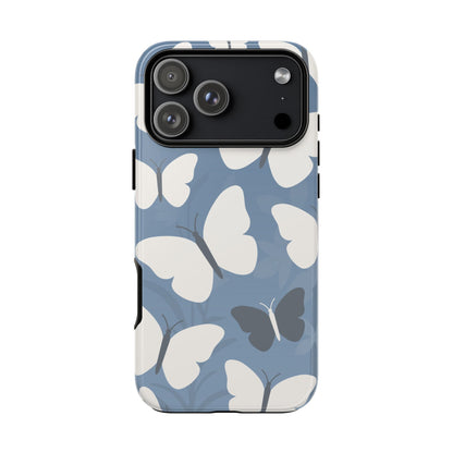 iPhone 17 Pro Max / Glossy Phone Case - Minimalist Light Blue Butterfly Pattern Phone Case