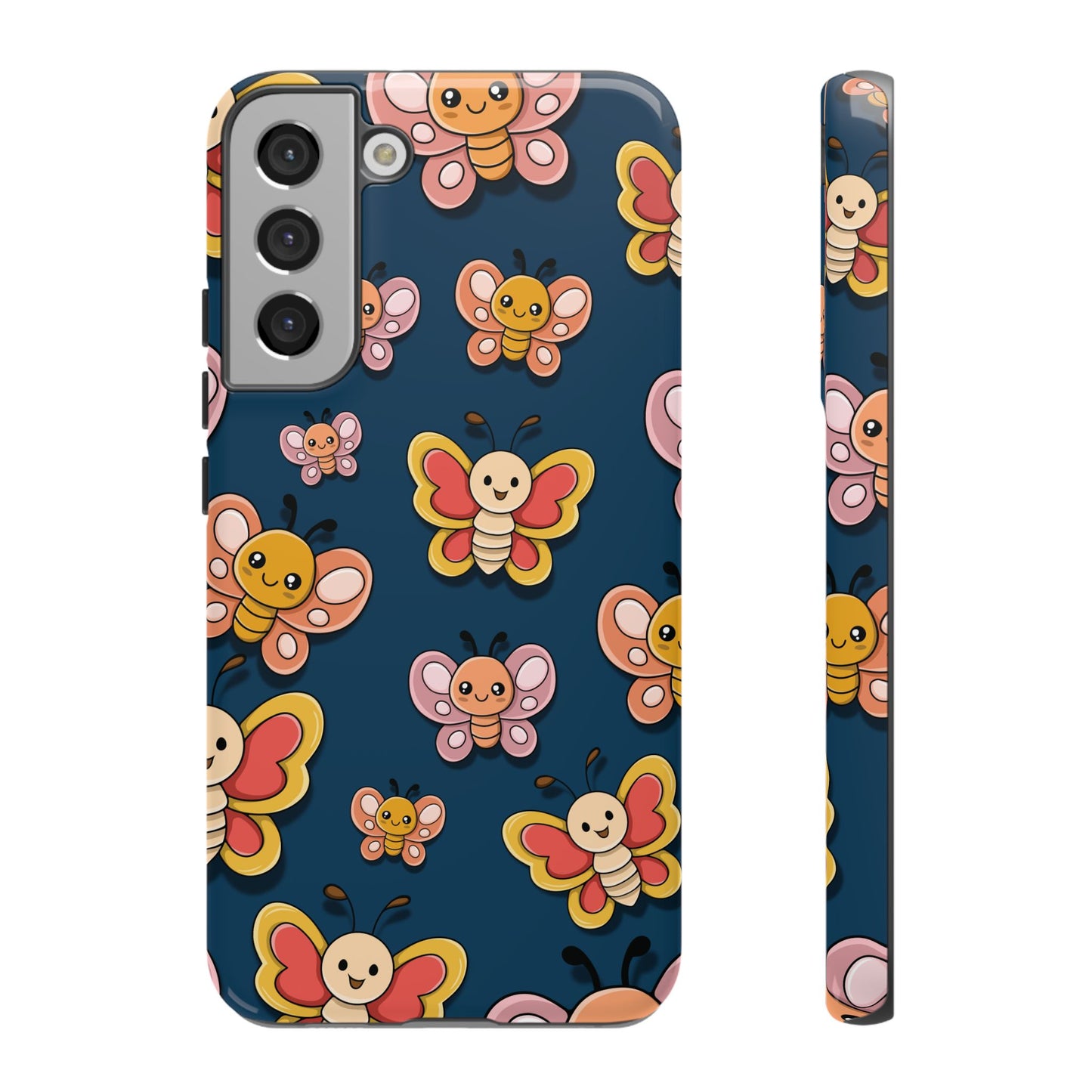 Dark Blue Butterfly Sticker Design Phone Case - Blue Phone Case - Samsung Galaxy S22 Plus / Glossy
