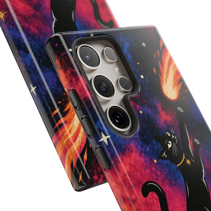Whimsical Multicolour Celestial Black Cat Phone Case