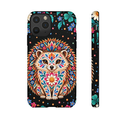 Vibrant Orange and Turquoise Calavera Hedgehog Phone Case - Multicolor Phone Case - iPhone 11 Pro / Glossy