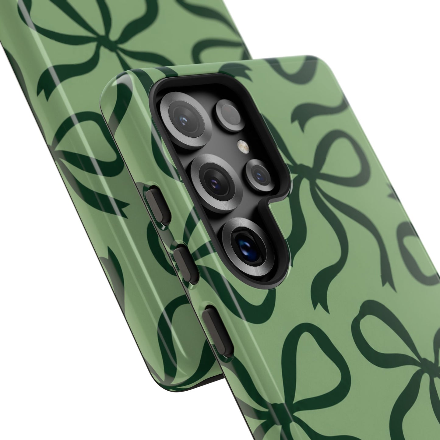 Bold Sage Green and Forest Green Bow Pattern Phone Case