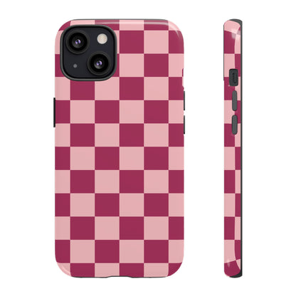 Pink Checked Pattern Phone Case - Pink Phone Case - iPhone 13 / Glossy