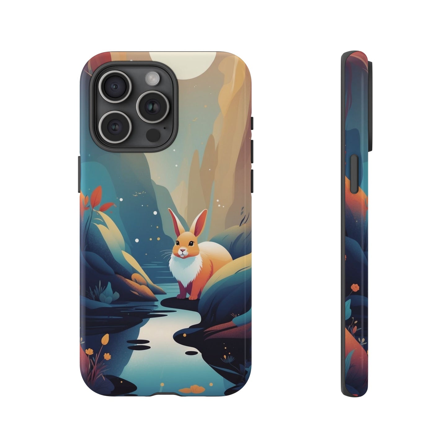 iPhone 15 Pro Max / Glossy Phone Case - Stylised Rabbit Design Phone Case