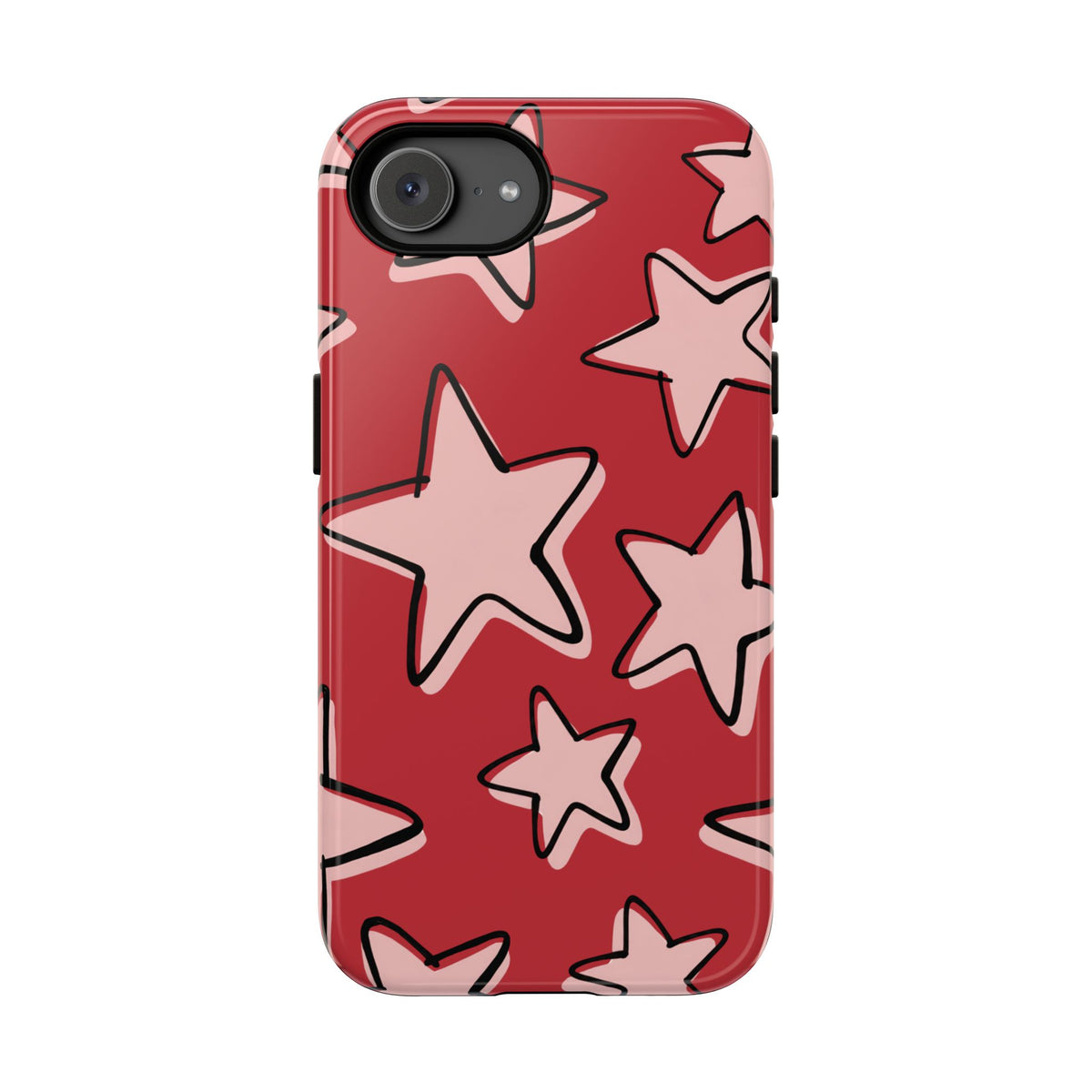 Cherry Red Doodle Star Phone Case - Red Phone Case - iPhone 17e / Glossy