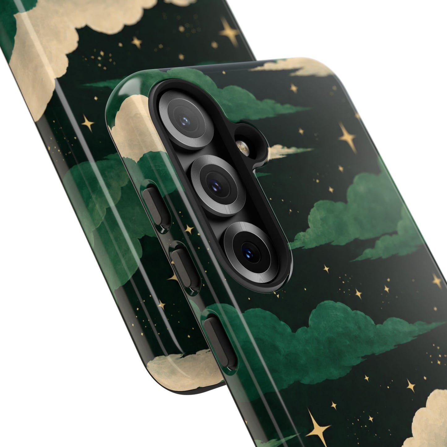 Illustrated Emerald Green Clouds & Stars Phone Case