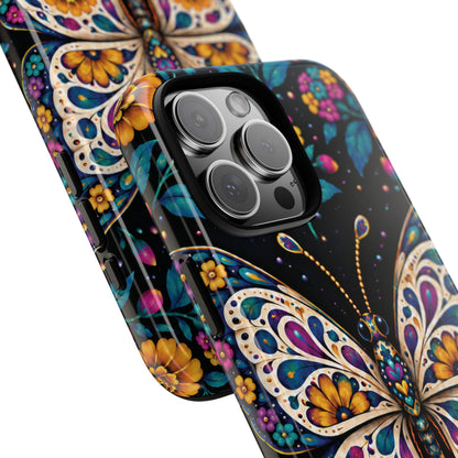Vibrant Purple and Teal Calavera Butterfly Phone Case - Multicolor Phone Case